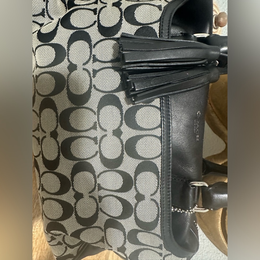 Coach Black Signature Canvas Satchel - Picture 9 of 12